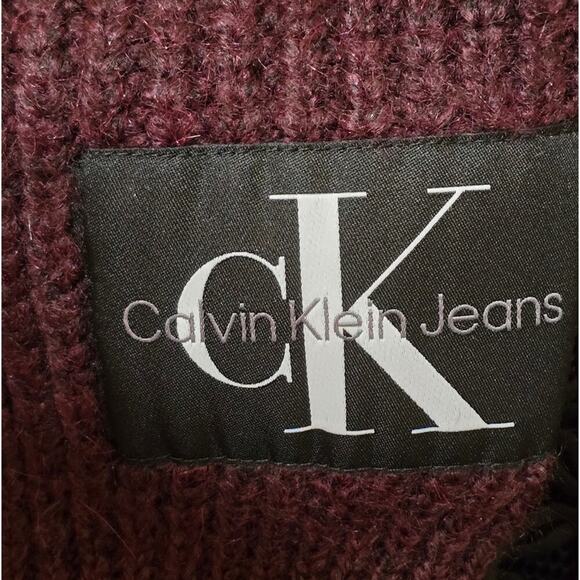 Calvin Klein Plum 1/2 Zip Ribbed Mock Neck Sweater Size XL - Picture 6 of 7